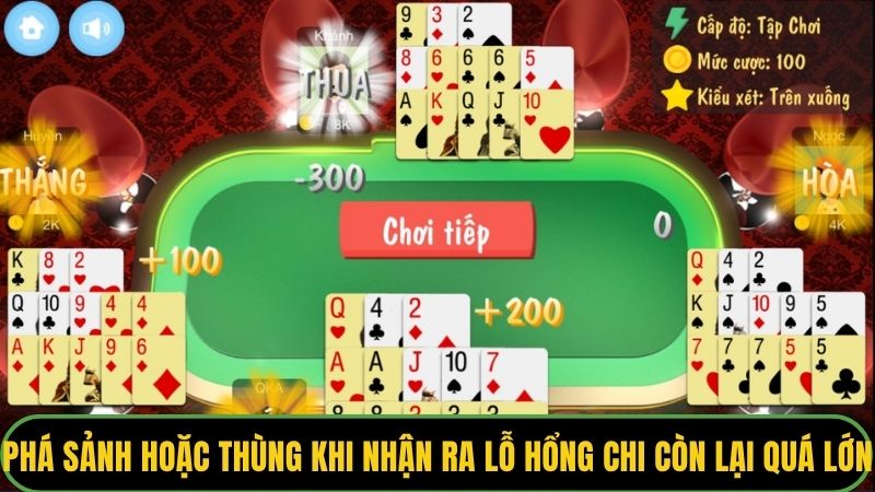 Phá sảnh hoặc thùng khi nhận ra lỗ hổng chi còn lại quá lớn