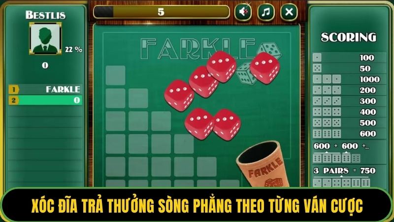 Xóc đĩa trả thưởng sòng phẳng theo từng ván cược